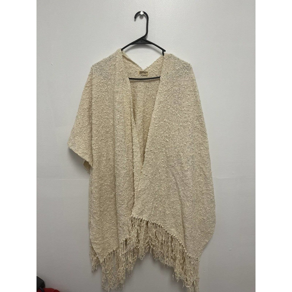 Handwoven By Harvey Shawl Cape Wrap Cardigan Cream One Size